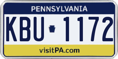 PA license plate KBU1172
