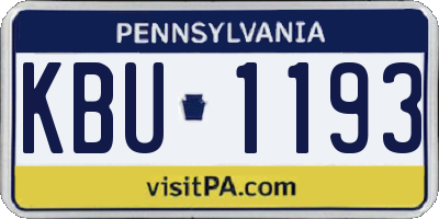 PA license plate KBU1193