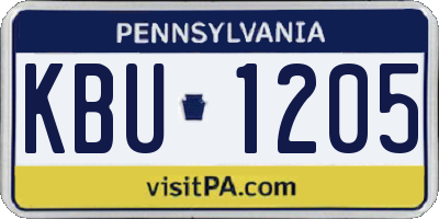 PA license plate KBU1205