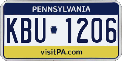 PA license plate KBU1206