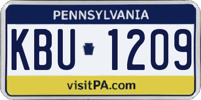 PA license plate KBU1209