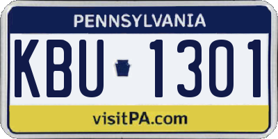 PA license plate KBU1301