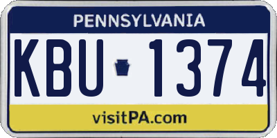 PA license plate KBU1374