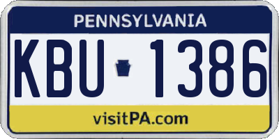 PA license plate KBU1386