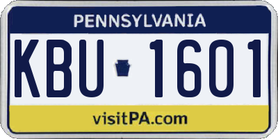 PA license plate KBU1601