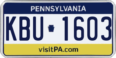 PA license plate KBU1603