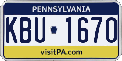 PA license plate KBU1670