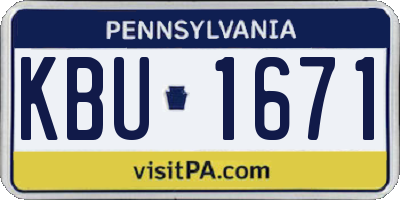 PA license plate KBU1671