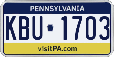 PA license plate KBU1703