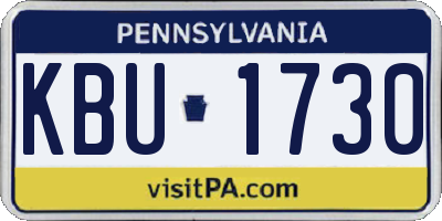 PA license plate KBU1730