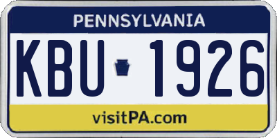 PA license plate KBU1926