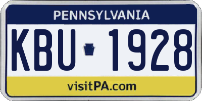PA license plate KBU1928