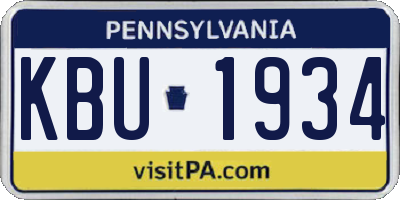 PA license plate KBU1934