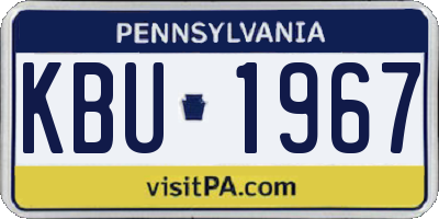 PA license plate KBU1967
