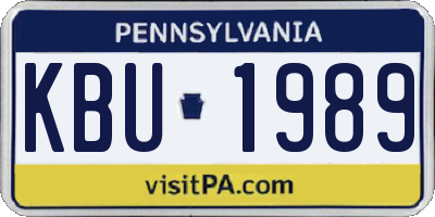 PA license plate KBU1989