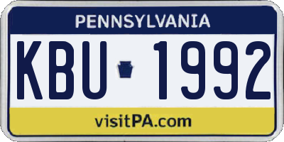 PA license plate KBU1992