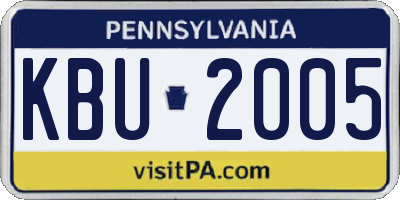 PA license plate KBU2005