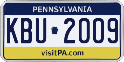 PA license plate KBU2009