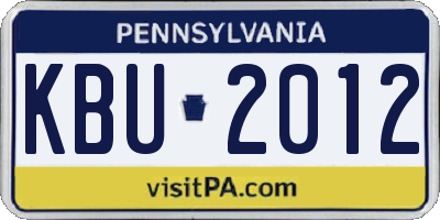 PA license plate KBU2012