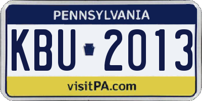 PA license plate KBU2013