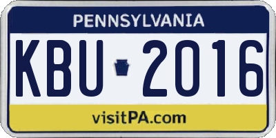 PA license plate KBU2016