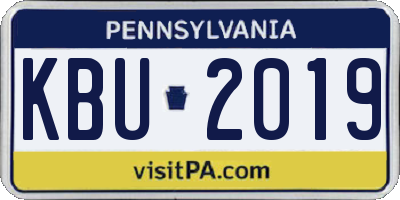 PA license plate KBU2019