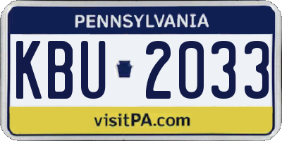 PA license plate KBU2033