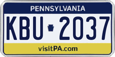 PA license plate KBU2037
