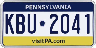 PA license plate KBU2041