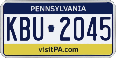 PA license plate KBU2045