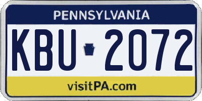 PA license plate KBU2072