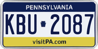 PA license plate KBU2087