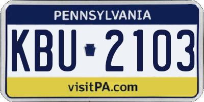 PA license plate KBU2103