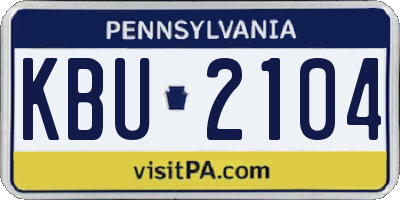 PA license plate KBU2104