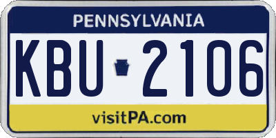 PA license plate KBU2106