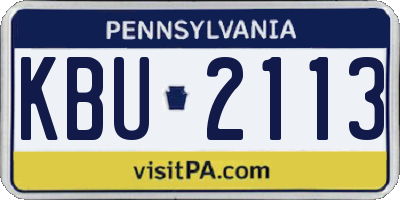 PA license plate KBU2113