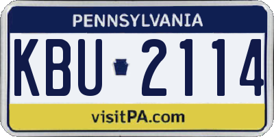 PA license plate KBU2114