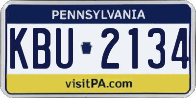 PA license plate KBU2134