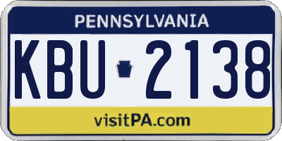 PA license plate KBU2138