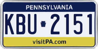 PA license plate KBU2151