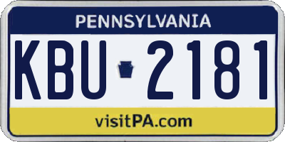 PA license plate KBU2181