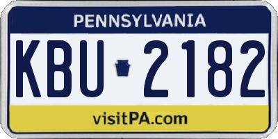 PA license plate KBU2182