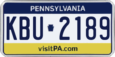 PA license plate KBU2189