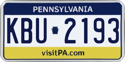 PA license plate KBU2193