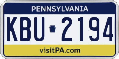 PA license plate KBU2194