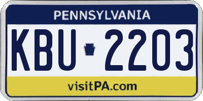 PA license plate KBU2203