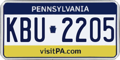 PA license plate KBU2205