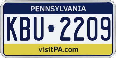 PA license plate KBU2209