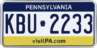 PA license plate KBU2233