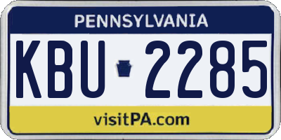 PA license plate KBU2285